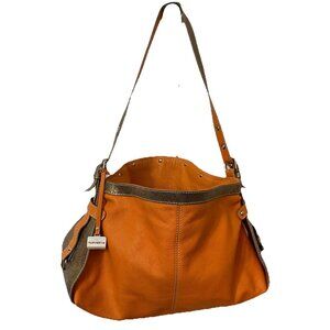 Vintage Nuovedive Made in Italy Leather Shoulder Bag Orange Slouchy Y2K Glitter
